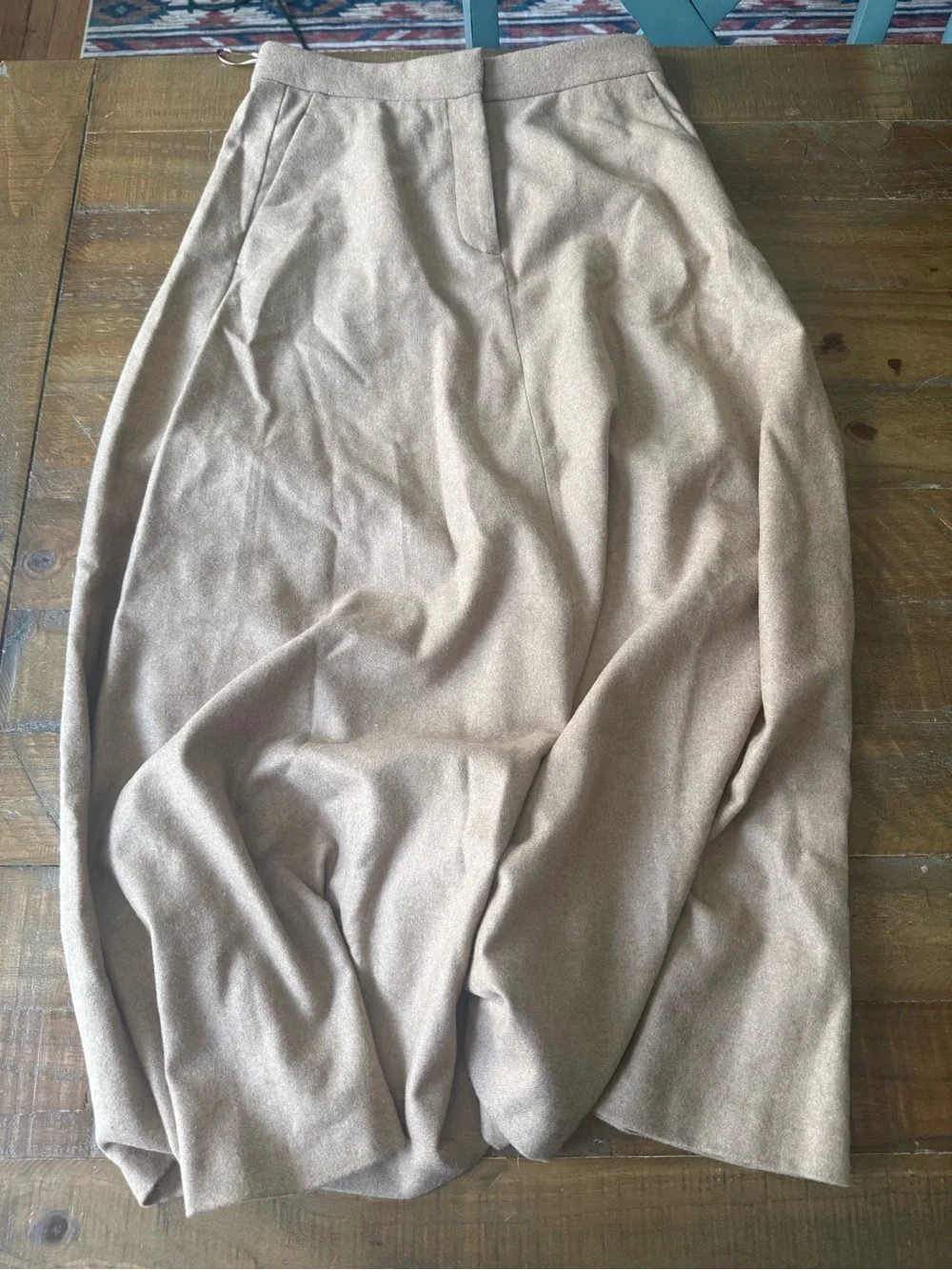Massimo Dutti Camel Wool-Blend Skirt